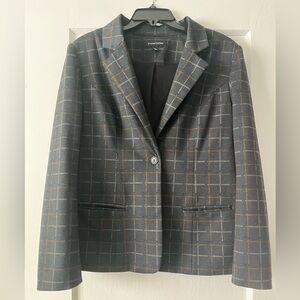 41 Hawthorn Grey Blue and Brown Plaid Blazer Jacket Travel